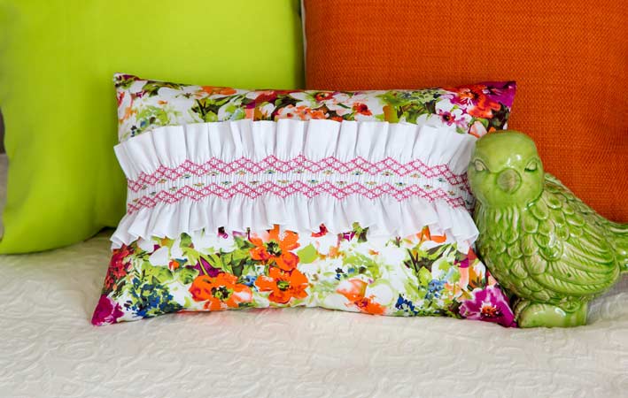 A Bed of Roses Smocked Cushion Top