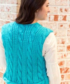 Chunky Knit Cabled Vest - back-view