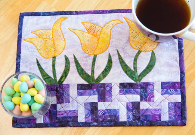 Dancing Tulips Mug Rug