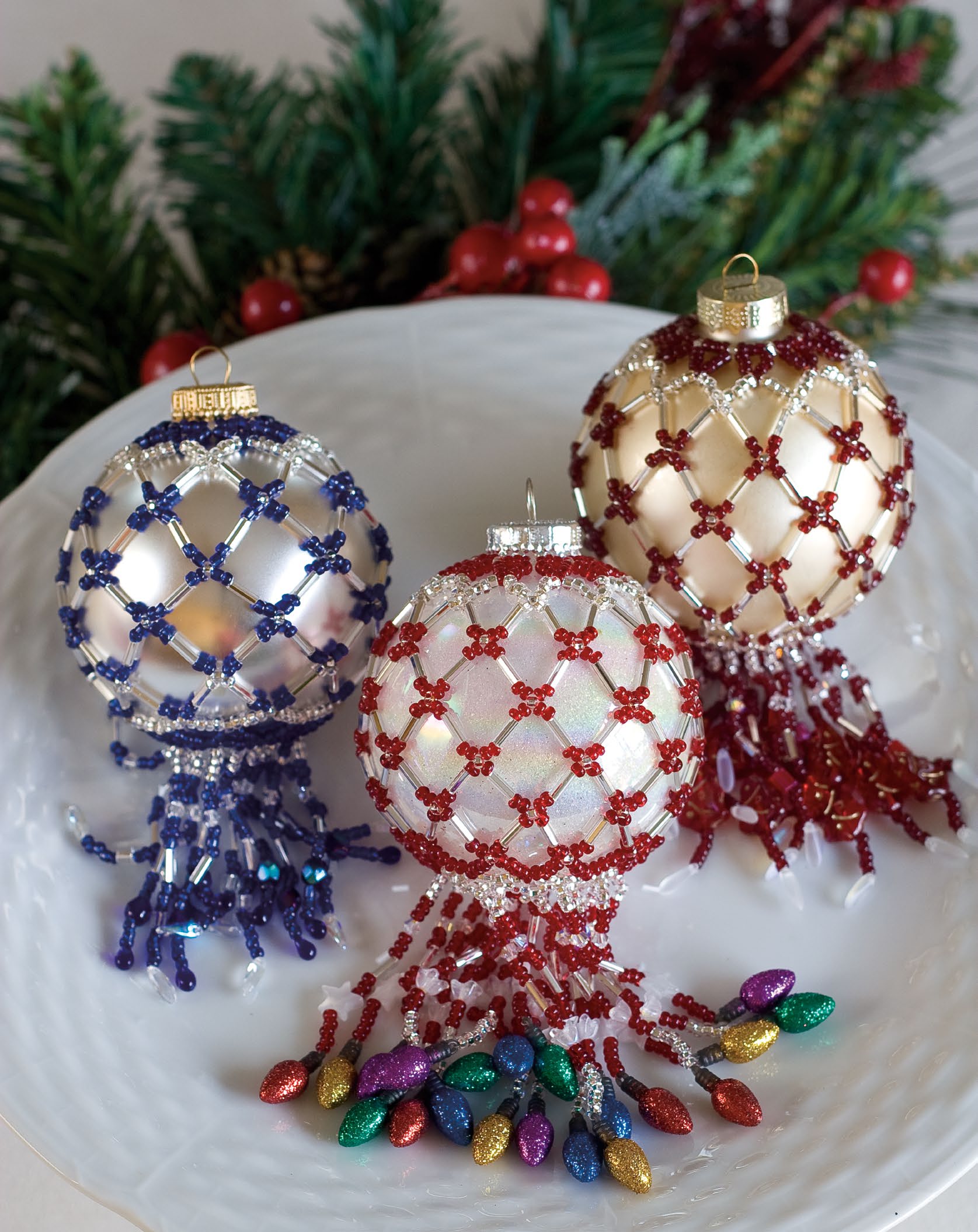 Beaded Ornament Covers Pattern - Festive 2011