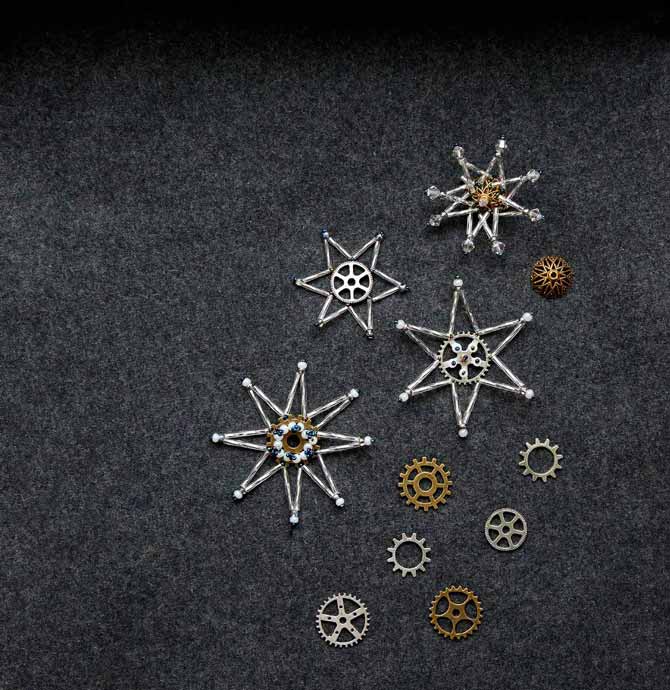 Beaded Snowflake Brooches