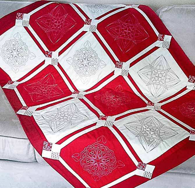 Red and White Celebration Lap Quilt