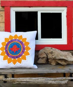 Throat Chakra Mandala Quilted Cushion Cover