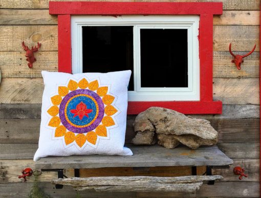 Throat Chakra Mandala Quilted Cushion Cover