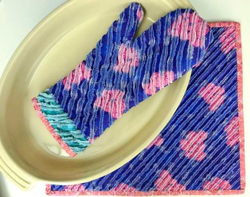 Chenille Oven Mitts & Trivet