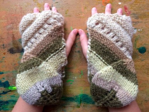 Falling Leaves Fingerless Mittens