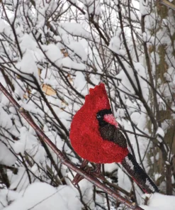 Cardinal in the Fluff Ornament