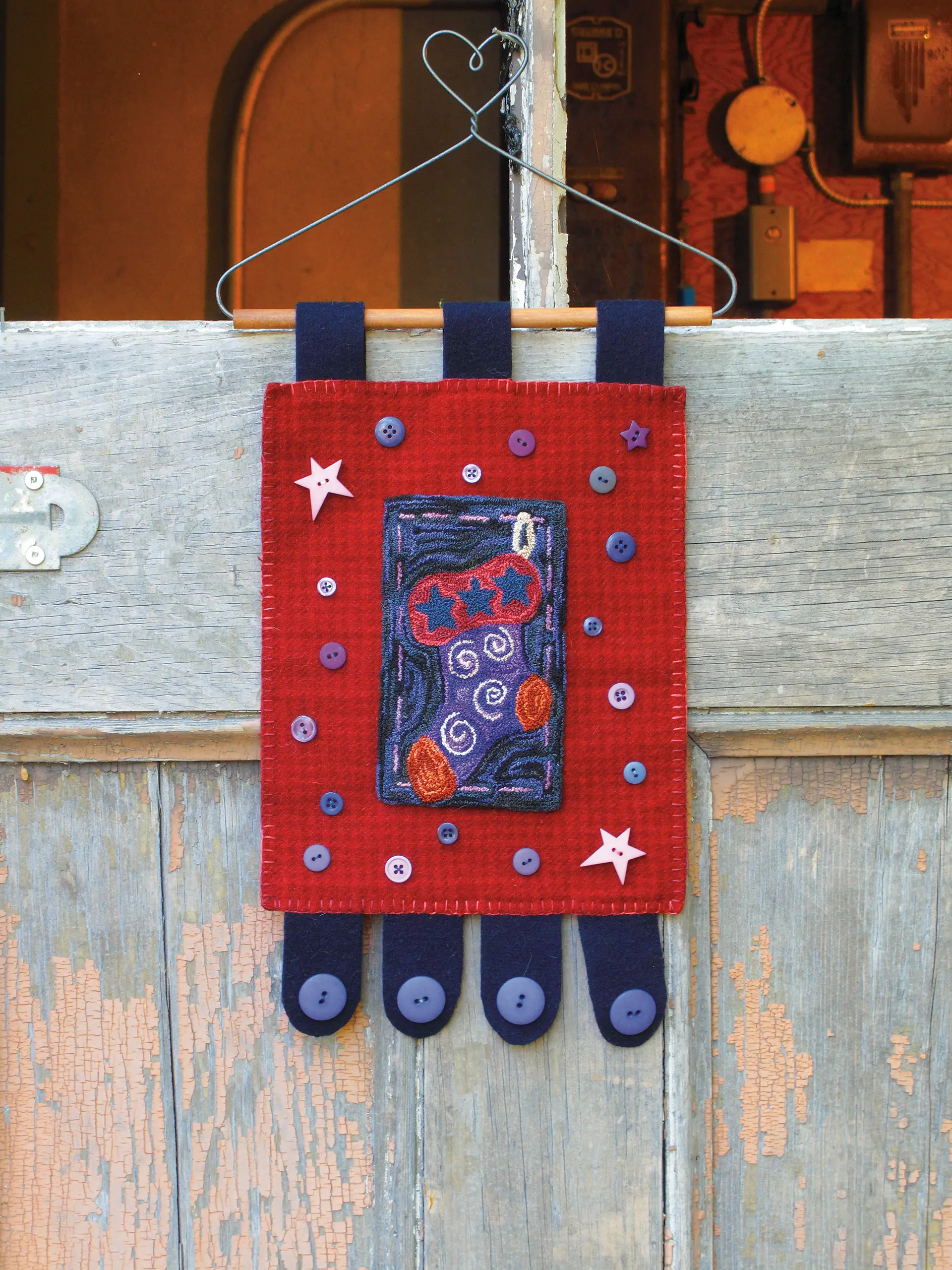 Funky Stocking Punch Needle Banner